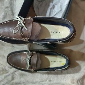 pair of leather men's deck/boat  shoes